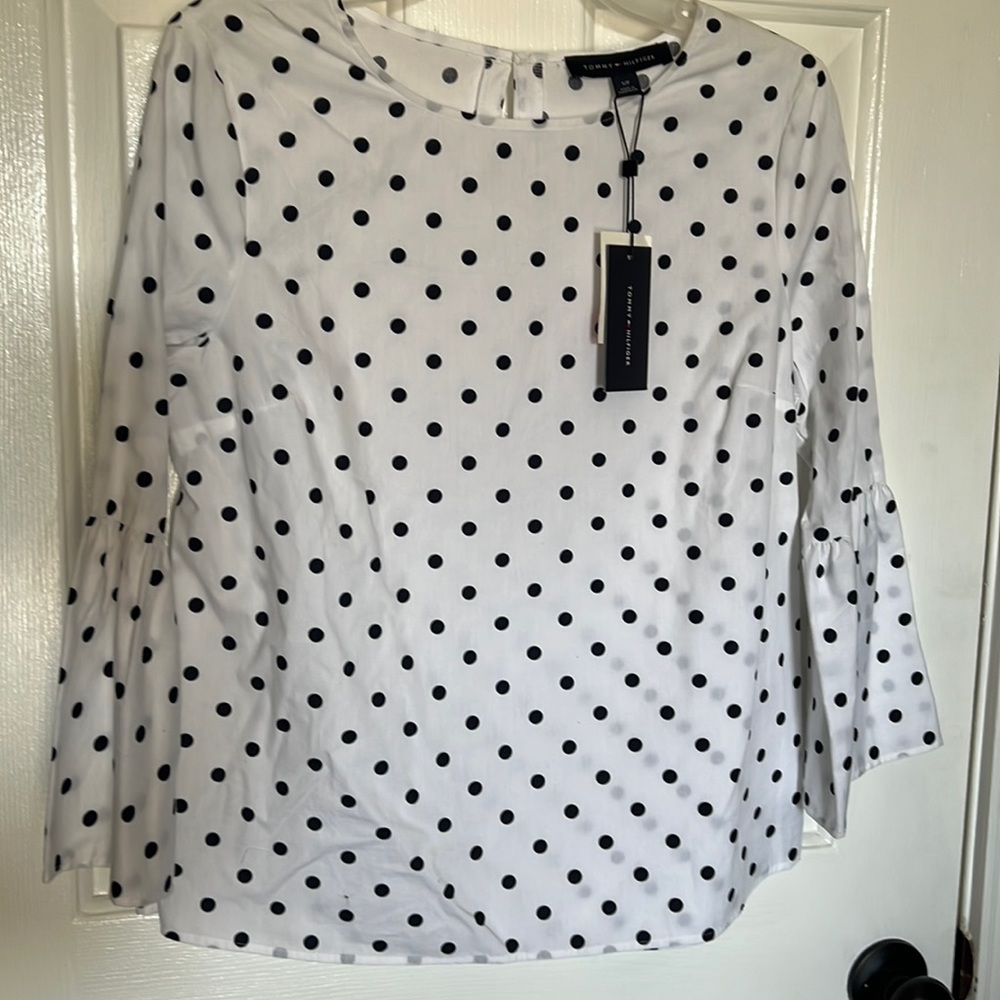Polka dot ruffled tunic